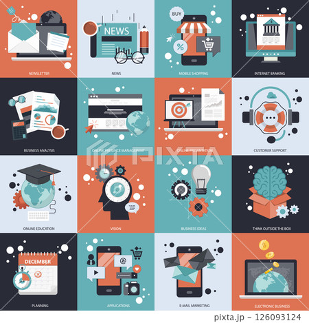 Business and technology icon set for websites and mobile applications. Flat vector illustration	 126093124