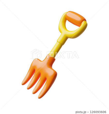 Pitchfork 3D plastic style cartoon vector icon, gardening cultivate equipment with wooden handle, volume farming fork Pitchfork 3D plastic style cartoon vector icon, gardening cultivate equipment with wooden handle, volume farming fork 126093606