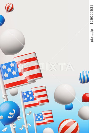 American happy Independence day vector 3D plastic poster background design, USA flag, balloons, national celebration American happy Independence day vector 3D plastic poster background design, USA flag, balloons, national celebration 126093635