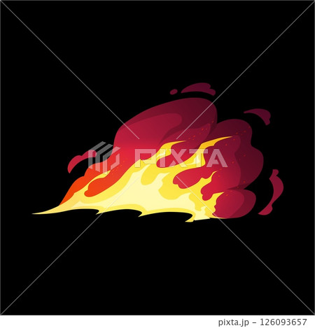Burning fire effect, vector cartoon flame effect with sparks, devouring element, burning bonfire or campfire border Burning fire effect, vector cartoon flame effect with sparks, devouring element, burning bonfire or campfire border 126093657