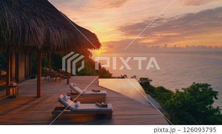 Oceanfront Villa at Sunset with Infinity Pool 126093795