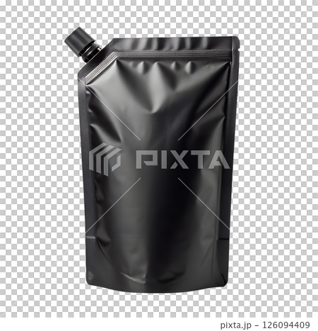 Black stand up pouch mockup, modern packaging presentation, empty flexible pouch for branding Black stand up pouch mockup, modern packaging presentation, empty flexible pouch for branding 126094409