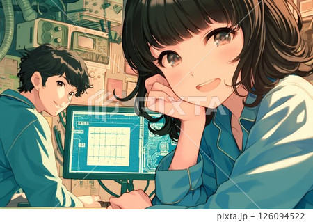 電気設計エンジニア男女_イラスト3 126094522