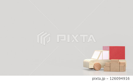 The Cardboard box and van truck for transporting concept 3d rendering. 126094916
