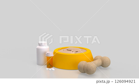 The Food in Bowl for Pet concept 3d Rendering. 126094921