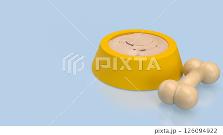 The Food in Bowl for Pet concept 3d Rendering. The Food in Bowl for Pet concept 3d Rendering. 126094922