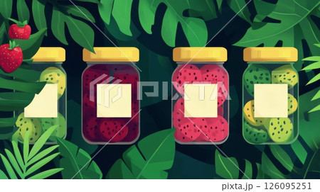 Pixel Art Jars of Tropical Fruit Preserves 126095251
