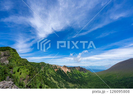 【山素材】夏のトーミの頭から見る浅間山【長野県】 126095808