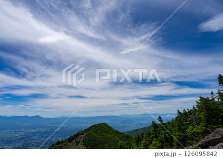 【山素材】夏のトーミの頭から見る善光寺平方面【長野県】 【山素材】夏のトーミの頭から見る善光寺平方面【長野県】 126095842