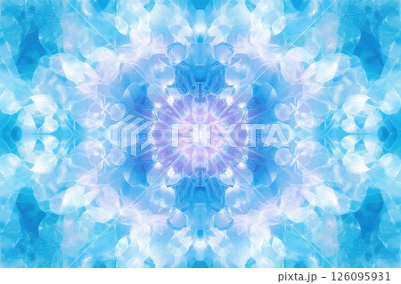 Blue symmetrical pattern with radiant floral...のイラスト素材 [126095931] - PIXTA