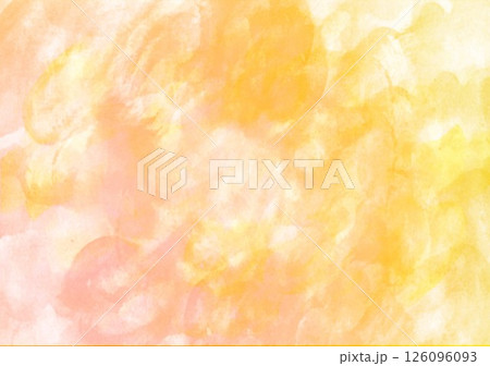 手描きクレヨンタッチと水彩背景オレンジ 手描きクレヨンタッチと水彩背景オレンジ 126096093