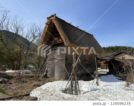 Shirakawa-go is historic village in Gifu Prefecture, famous for its gassho-zukuri farmhouses with steep thatched roofs, a UNESCO World Heritage Site. 126096238