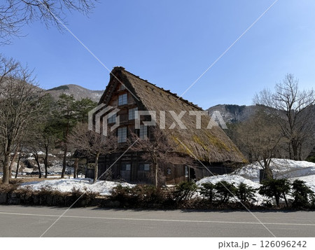 Shirakawa-go is historic village in Gifu Prefecture, famous for its gassho-zukuri farmhouses with steep thatched roofs, a UNESCO World Heritage Site. 126096242