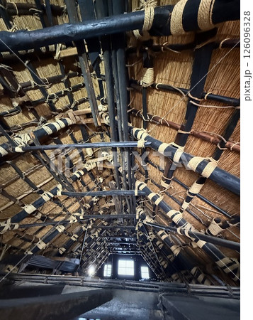 Shirakawa-go is historic village in Gifu Prefecture, famous for its gassho-zukuri farmhouses with steep thatched roofs, a UNESCO World Heritage Site. 126096328
