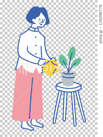 Woman enjoying taking care of plants_Color 126096778
