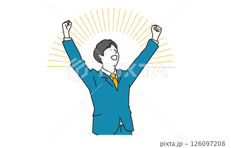 バンザイをするビジネスマンのイラスト素材 126097208