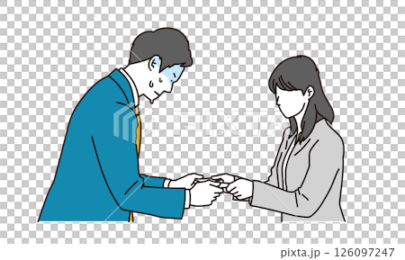 交換名片時感到緊張的銷售員的插圖素材 126097247