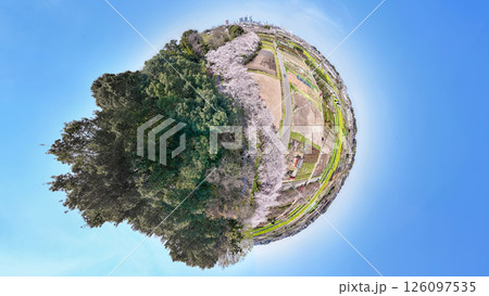 「埼玉県」360度カメラで撮影した春の見沼田んぼ 桜回廊 「埼玉県」360度カメラで撮影した春の見沼田んぼ 桜回廊 126097535