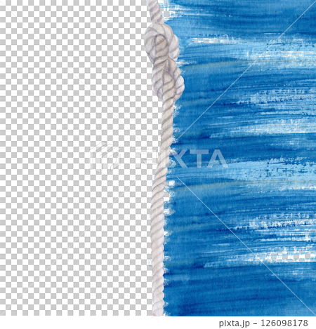 Rope and water surface watercolor background. High quality illustration. Hand drawn clip art perfect for summer design, packaging, websites, posters, or coastal branding projects, as a card. Color Rope and water surface watercolor background. High quality illustration. Hand drawn clip art perfect for summer design, packaging, websites, posters, or coastal branding projects, as a card. Color 126098178
