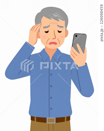 高齢者　スマートフォン　困りごと 126098459