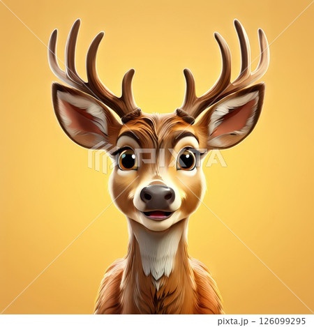 an AI Image Generator, Adorable Cartoon Deer in a Vibrant Green an AI Image Generator, Adorable Cartoon Deer in a Vibrant Green 126099295