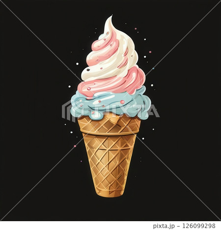 an AI Image Generator, Colorful Ice Cream Cone With Assorted Flavors 126099298