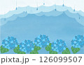 梅雨、雨の日の紫陽花の異論筆風手書きイラストの風景 126099507