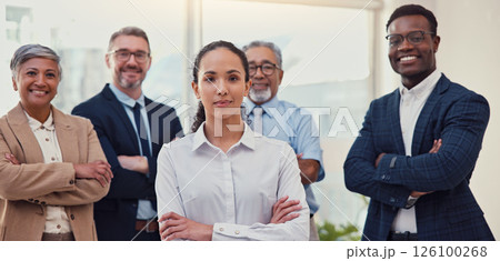 Arms crossed, portrait and leadership with business people in office for solidarity, about us or diversity. Community, staff and collaboration with group of employees for team and partnership Arms crossed, portrait and leadership with business people in office for solidarity, about us or diversity. Community, staff and collaboration with group of employees for team and partnership 126100268