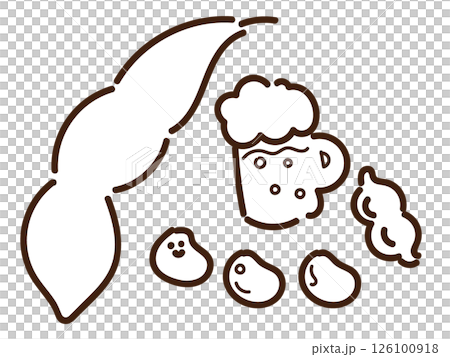 Hand drawn simple edamame set: monochrome 126100918