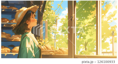 パン屋を営む女の子 パン屋を営む女の子 126100933