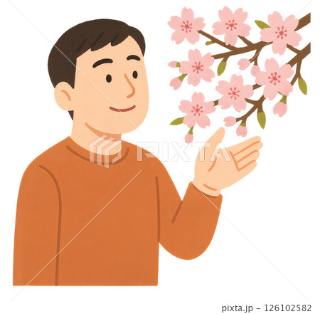 花見をする男性 126102582