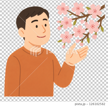 花見をする男性 126102582