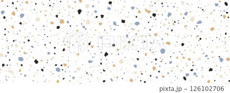 White Terrazzo seamless pattern. Repeating granite stone texture. Color Italian mosaic surface design for paving, floor tile swatch, decoration. Venetian marble background concept. Vector 126102706