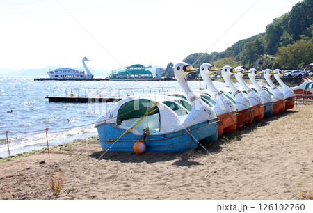 猪苗代湖　猪苗代観光船　猪苗代　はくちょう丸　長浜　湖畔　かめ丸　白鳥ボート　湖　福島県　翁沢　　　 126102760
