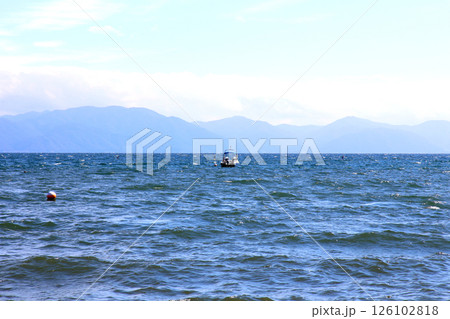 猪苗代湖　猪苗代観光船　猪苗代　はくちょう丸　長浜　湖畔　かめ丸　白鳥ボート　湖　福島県　翁沢　　　 126102818