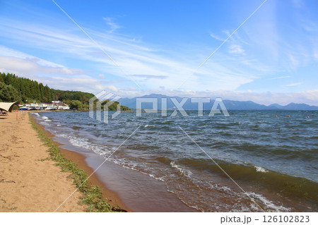 猪苗代湖　猪苗代観光船　猪苗代　はくちょう丸　長浜　湖畔　かめ丸　白鳥ボート　湖　福島県　翁沢　　　 126102823