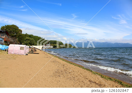 猪苗代湖　猪苗代観光船　猪苗代　はくちょう丸　長浜　湖畔　かめ丸　白鳥ボート　湖　福島県　翁沢　　　 126102847