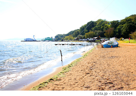 猪苗代湖　猪苗代観光船　猪苗代　はくちょう丸　長浜　湖畔　かめ丸　白鳥ボート　湖　福島県　翁沢 126103044