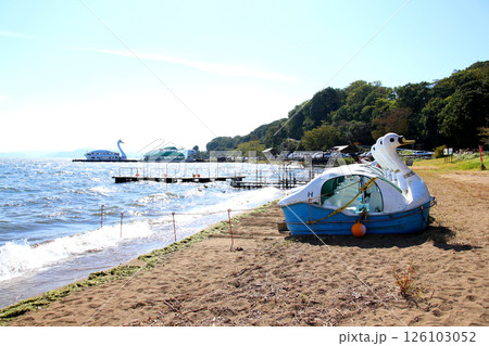 猪苗代湖　猪苗代観光船　猪苗代　はくちょう丸　長浜　湖畔　かめ丸　白鳥ボート　湖　福島県　翁沢 126103052