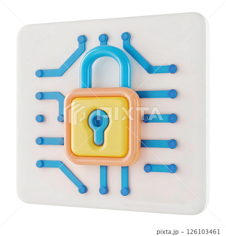 Cybersecurity concept, Digital lock and circuit design concept illustration 126103461