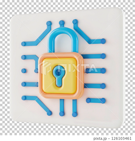 Cybersecurity concept, Digital lock and circuit design concept illustration 126103461