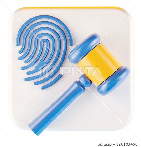 Cybersecurity law concept, Legal icon with gavel and fingerprint design Cybersecurity law concept, Legal icon with gavel and fingerprint design 126103468