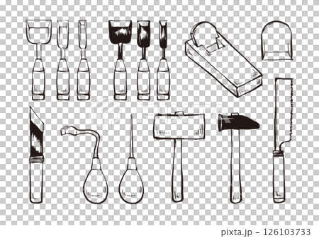 木工工具刷線繪圖插圖集向量 木工工具刷線繪圖插圖集向量 126103733