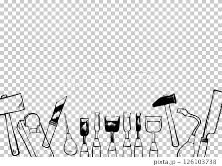 木工道具 背景 フレーム 筆 線画 イラスト 木工道具 背景 フレーム 筆 線画 イラスト 126103738
