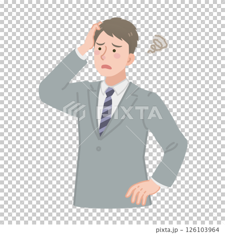 A worried businessman looking up A worried businessman looking up 126103964