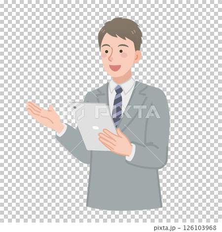 タブレットを持って説明をするビジネスマン タブレットを持って説明をするビジネスマン 126103968