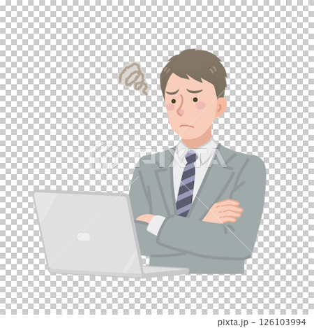 A businessman who is worried about looking at a PC 126103994