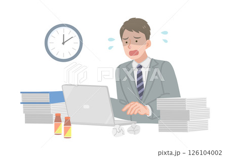 深夜残業をするビジネスマン 深夜残業をするビジネスマン 126104002