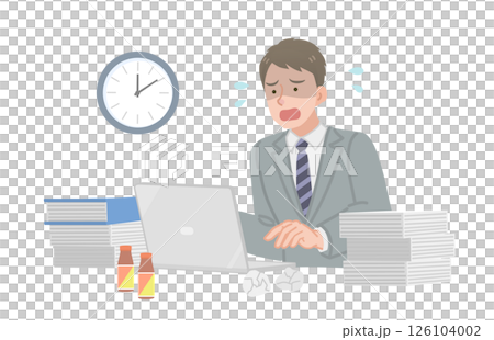深夜残業をするビジネスマン 深夜残業をするビジネスマン 126104002