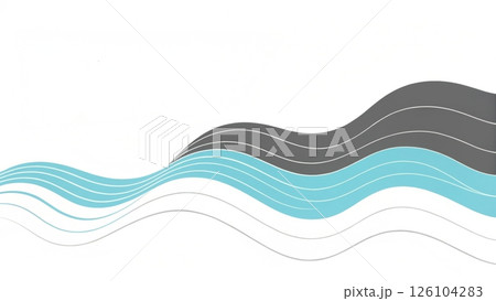 Abstract wavy lines in blue, black, and white colors. 126104283